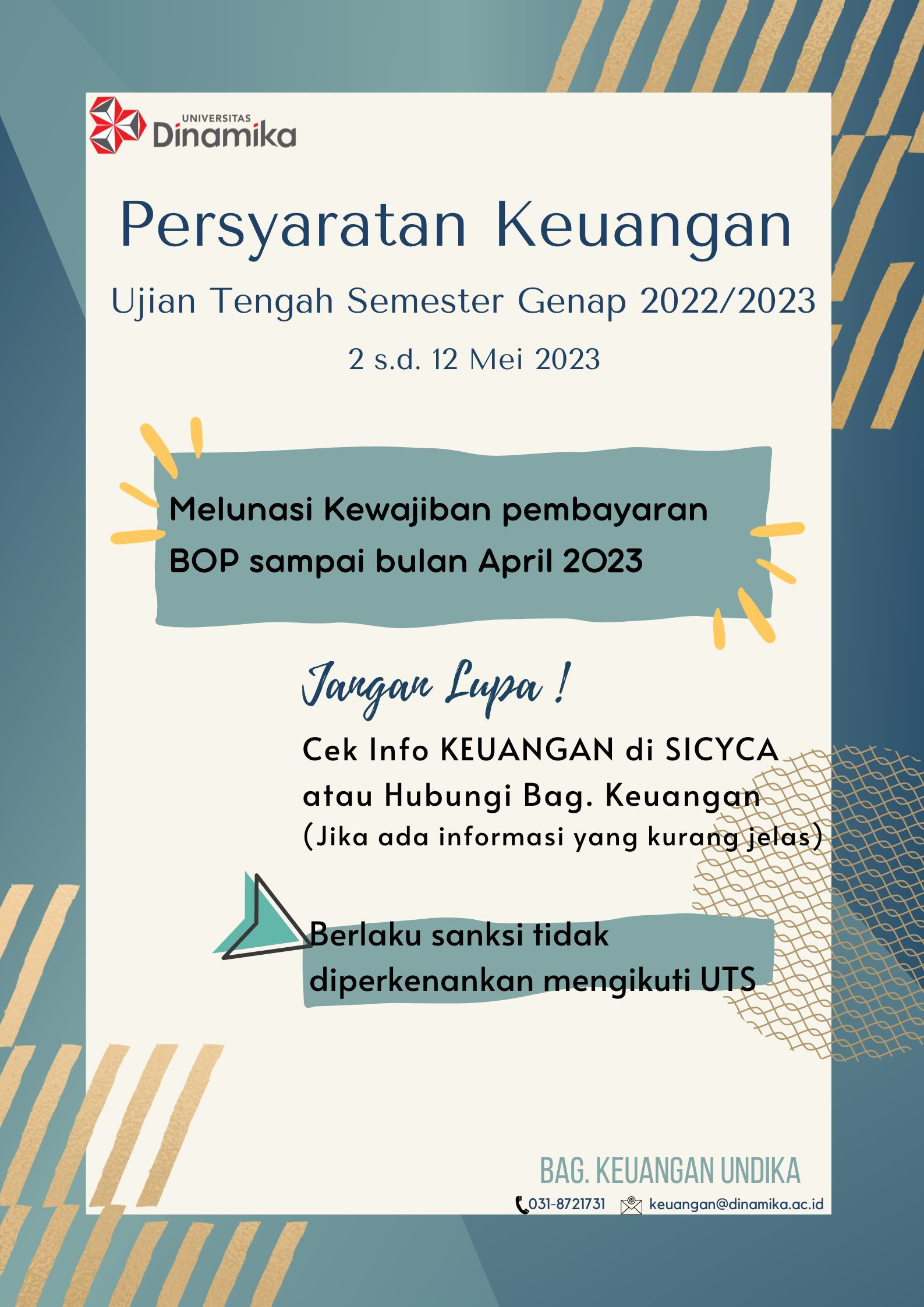 Persyaratan Keuangan UTS Semester 22.2