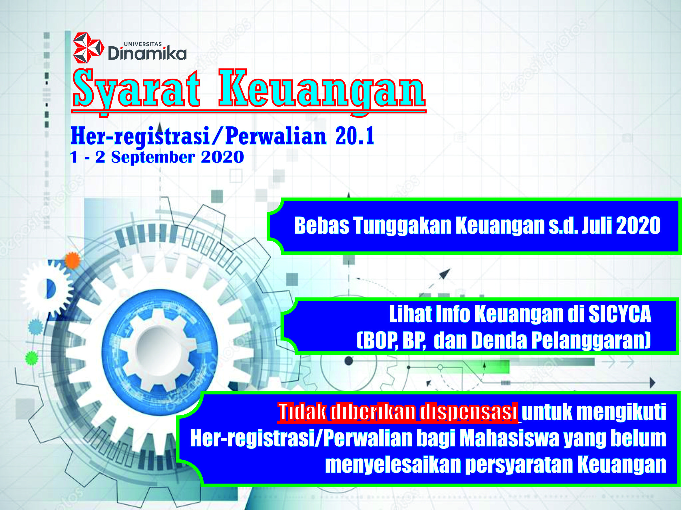 Syarat Keuangan Her-regitrasi Perwalian Semester Gasal 20202021