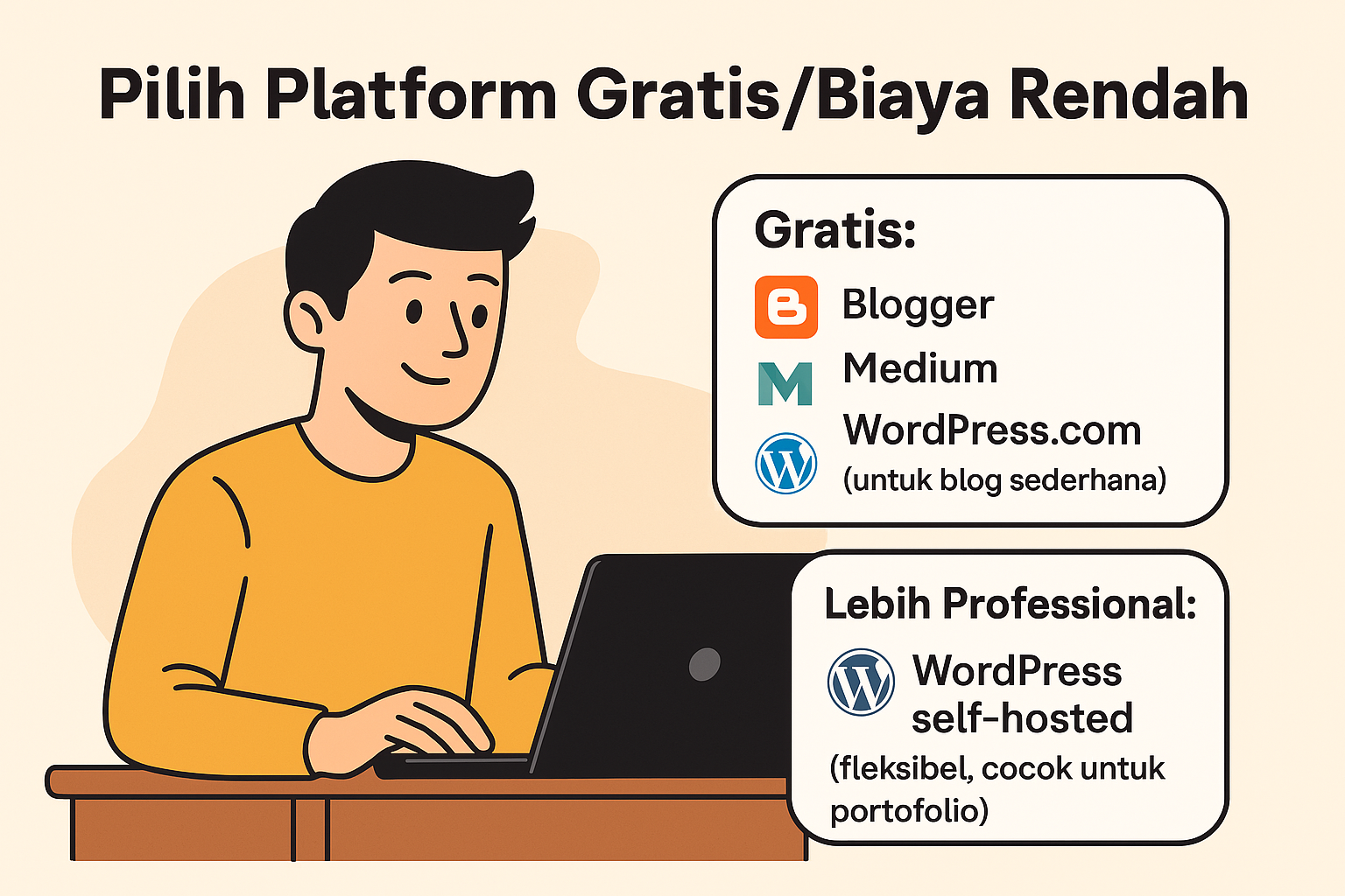 Pilih Platform Gratis/Biaya Rendah