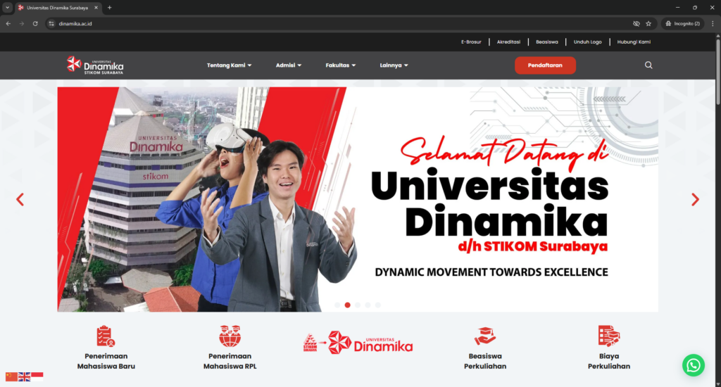 Contoh Website Pendidikan - Universitas Dinamika