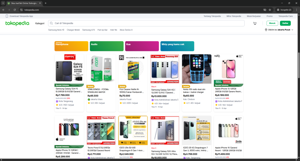 Contoh Website E-Commerce - tokopedia