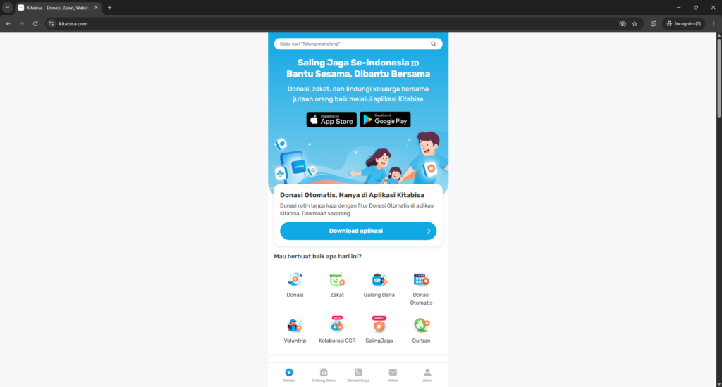 Website Nirbala - Kitabisa