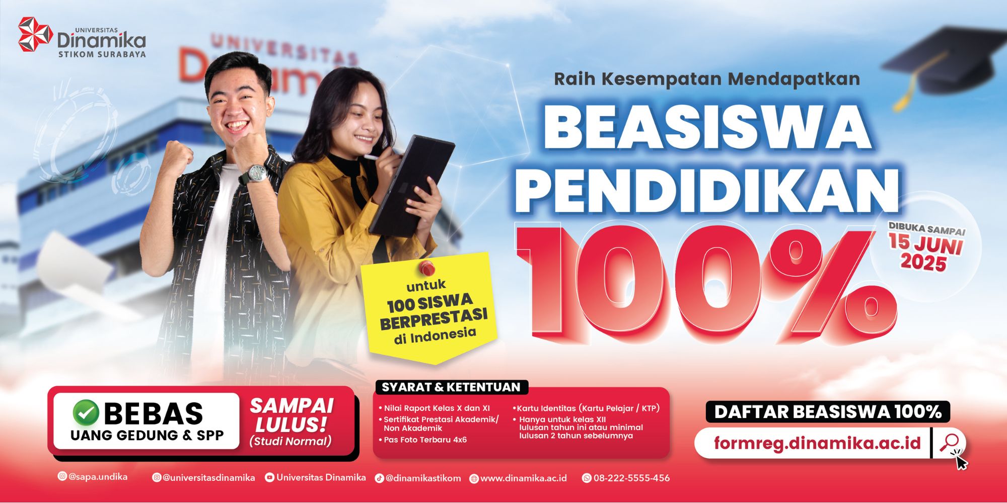 Kuliah dengan Beasiswa Prestasi 100% di Universitas Dinamika