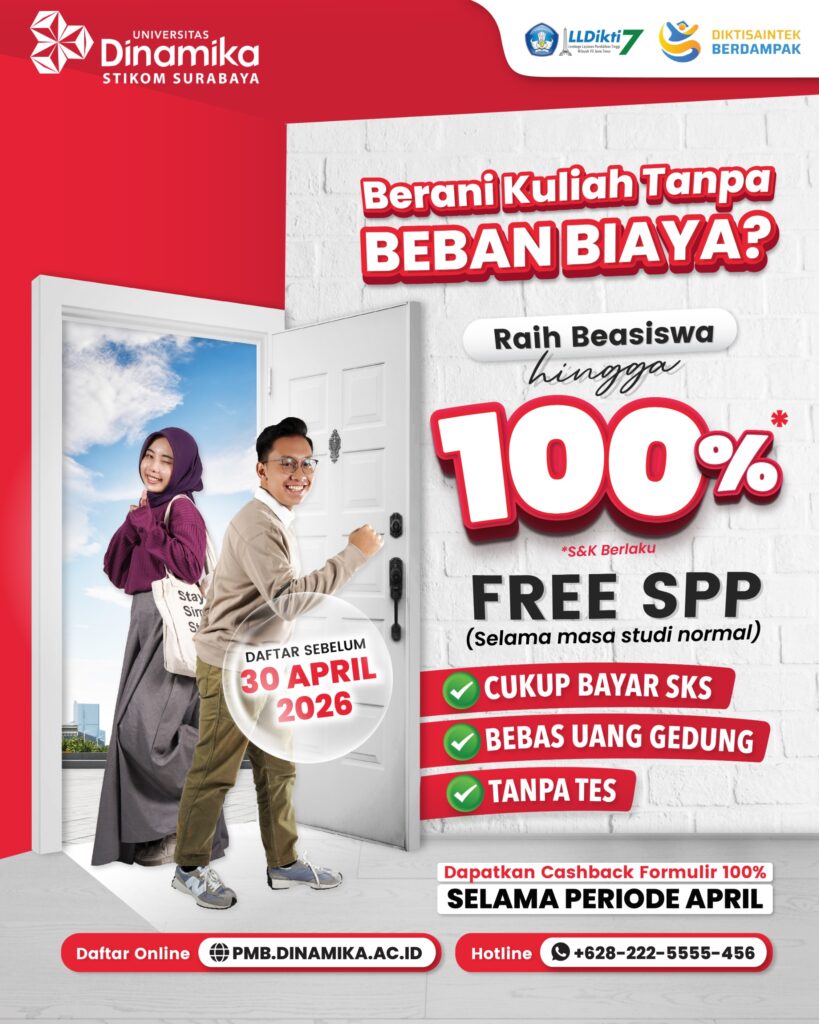Beasiswa Kuliah 100% di Universitas Dinamika