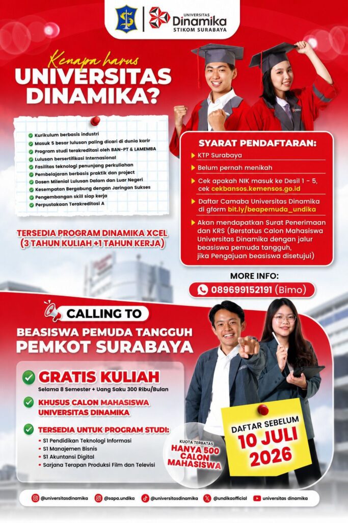 Poster Beasiswa Pemuda Tangguh Universitas Dinamika