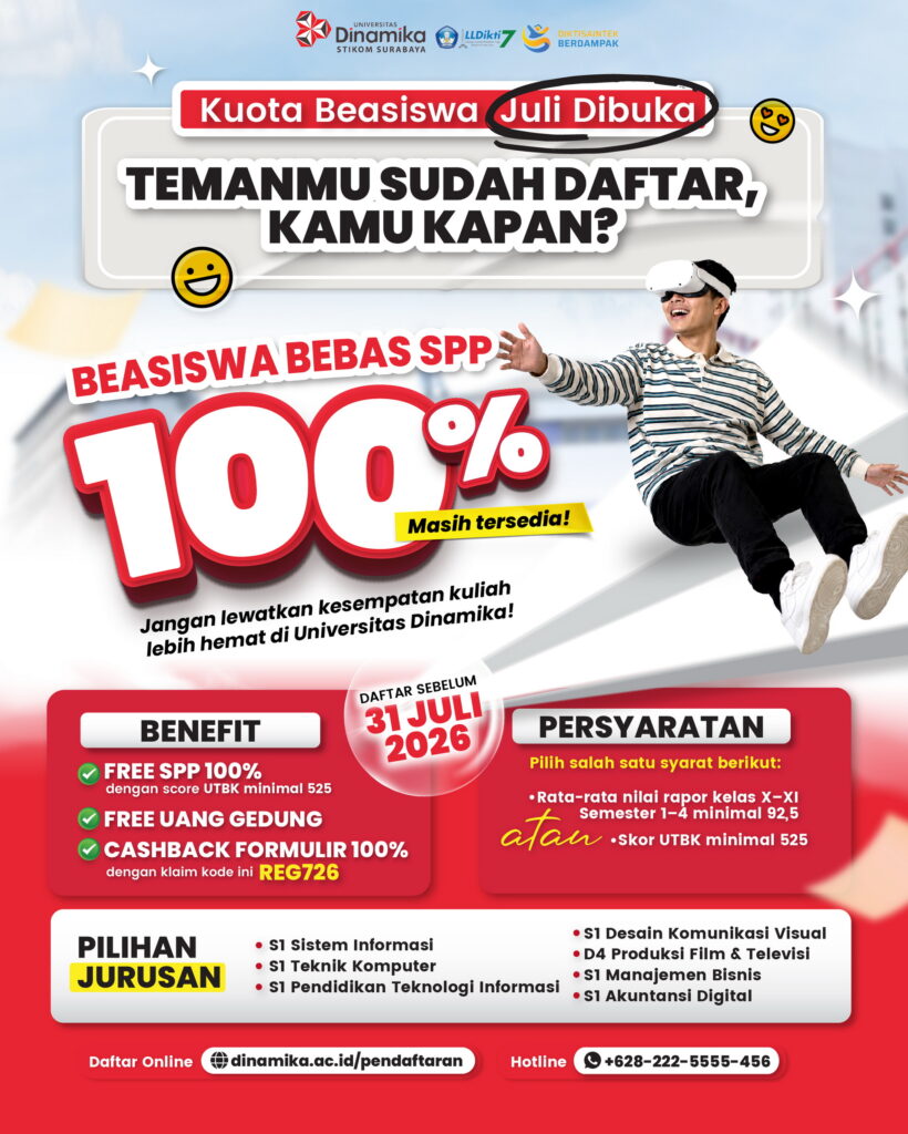 Promo Beasiswa Universitas Dinamika Juli 2026