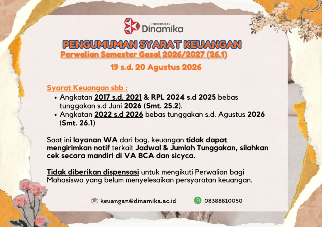Pengumuman Syarat Perwalian sem 26.1